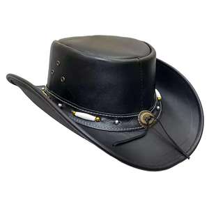 Chapeau de cowboy en cuir marron avec bande tressée et concho en laiton, unisexe, style fête en plein air, luxe, décontracté, mode, adultes, quatre saisons - Product Image 6