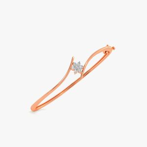 Rose Gold Lab Grown Diamond Minimal Floral Open <b>Bangle</b> <b>Bracelet</b> - Product Image 2