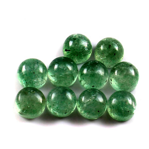 9X9MM AAA ผลึกควอทซ์สตรอเบอรี่สีเขียวธรรมชาติทรงกลมแบนหลังเจียระไนแบบหลวมทำเครื่องประดับขายส่งมาก - Product Image 1