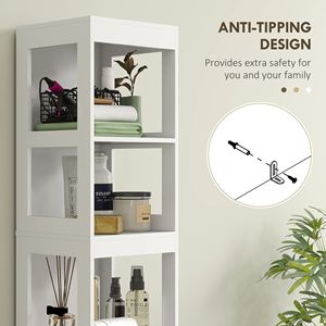 Mobiletto da Bagno Bianco Sottile Salvaspazio con 2 Cassetti e 3 Ripiani Aperti, Armadietto Stretto da Terra - Product Image 6