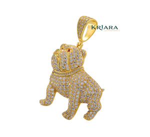 Colgante de Bulldog de Plata 925 con Diamante Redondo Cultivado en Laboratorio, Amuleto con Diseño de Animal de Lujo Unisex - Product Image 4