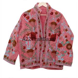 Chaqueta Bomber con Bordado Floral a Mano, 100% Algodón Tejido, Transpirable, Informal, para Fiestas de Invierno/Primavera - Product Image 6
