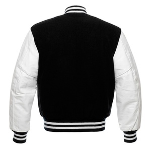 Veste de baseball pour homme, coupe courte, style varsity, personnalisable, avec boutons-pression, col montant côtelé rayé - Product Image 2