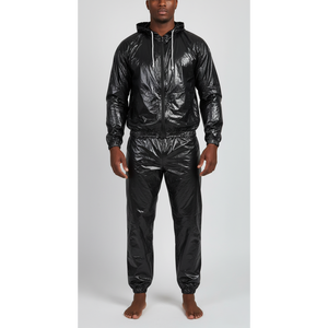 Combinaison de sudation en PVC noire pour hommes et femmes, idéale pour la gym, la course, le jogging et la musculation – Nouvelle collection en promotion - Product Image 6