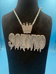 Collar de Hombre de Lujo Estilo Hip Hop con Nombre Personalizado, Letras con Diamantes y Moissanita, Chapado en Oro sobre Plata - Product Image 3