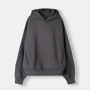 Sweat-shirt à capuche surdimensionné gris foncé pour homme, streetwear décontracté, pull à manches longues - Product Image 1