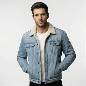 Veste denim d'hiver personnalisée de haute qualité OEM classique en laine unisexe avec logo à l'avant pour hommes - Product Image 1