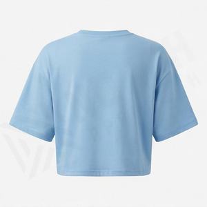 Camiseta Corta de Algodón para Mujer, Diseño Holgado, Venta al por Mayor, para Entrenamiento, Fitness, Deportiva, a la Moda, Color Personalizado - Product Image 2