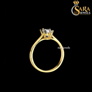 Anillo de compromiso de diamantes chapado en oro de 10K para mujer, corte redondo, estilo clásico, disponible al mejor precio. - Product Image 1