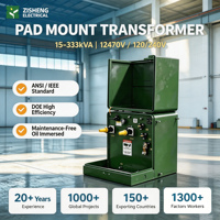 Transformateur monophasé à montage sur socle personnalisable de 50 kVA, 14 kV, 240 V, IEC 60076, connexions à face morte, pour charges commerciales
