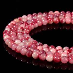 Cuentas Redondas de Jade Rosa Rojo, Hilo Completo de Piedras Naturales para Hacer Joyas, Cuentas para Manualidades de Pulseras y Collares - Product Image 2