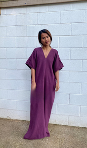 Robe Kaftan en Coton Double Gaze pour Femme – Robe d'Été, Cache-Maillot de Plage, Caftan de Vacances, Tenue de Croisière et de Soirée – Style Estival - Product Image 3