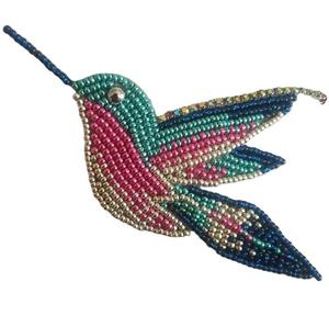 Épinglette Colibris Perlée 3D en Forme d'Oiseau, Épingle de Sûreté Décorative, Souvenir de Luxe - Product Image 1