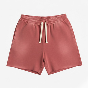 Shorts décontractés pour hommes, couleur unie, effet soleil, service OEM, dernier design, sur mesure, style vintage, shorts en coton délavé au soleil. - Product Image 1