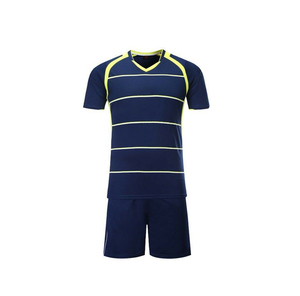 Conjunto de Camiseta de Fútbol a Rayas Azul Marino para Hombre, Manga Corta, Cuello en V, Uniforme Deportivo Atlético que Absorbe la Humedad - Product Image 2