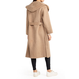Manteau long en laine mélangée pour femme, col châle, devant ouvert, couleur unie, élégant, mode hiver - Product Image 4