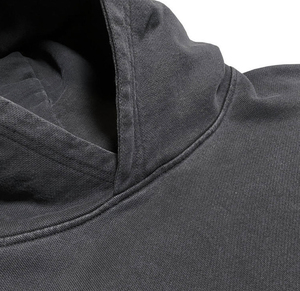 Sudadera con Capucha Unisex OEM Estilo Vintage Lavado, Otoño, 350 gramos, 100% Algodón, Negra y Blanca, Logotipo Frontal Impreso, Talla Grande, Peso Pesado - Product Image 3