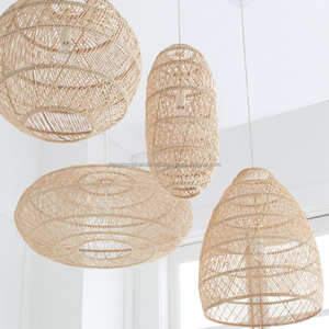 Fashionable Wicker Chandelier Rattan hang <b>Light</b> Hand-woven Bamboo Pendant Lamp - Product Image 1