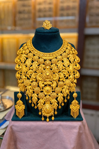 MOLL JEWELLERS Parure de bijoux élégante et tendance en or laminé avec zircon, motif floral, comprenant collier, boucles d'oreilles et bague, certifiée par un tiers, pour mariée - Product Image 5