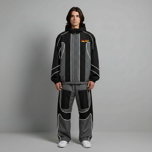 Survêtement Homme Personnalisé Hiver Streetwear Coupe-Vent à Capuche Logo Sérigraphié Bicolore Écologique Coupe Classique Vente en Gros - Product Image 3