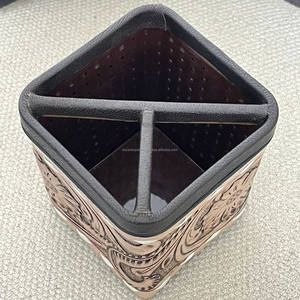 Support de bureau rond en cuir véritable fait main, gravé à la main, pour stylos et crayons, style occidental, pour la vente en gros - Product Image 6