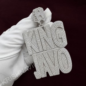 Grand pendentif personnalisé en argent sterling 925 plaqué or avec moissanite taille brillant, collier hip-hop personnalisé, cadeau bijou - Product Image 5
