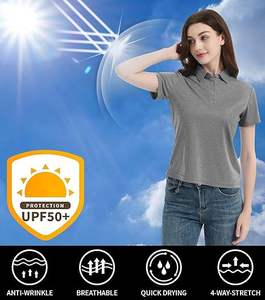 Polo sportif pour femme en laine mérinos 100% coton, lavable en machine, t-shirt en laine mérinos pour femme - Product Image 5