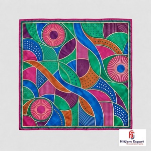 Foulard carré imprimé sur mesure effet soie, doux et léger, fabricant OEM ODM, produits textiles personnalisés Gotland, vente en gros - Product Image 5