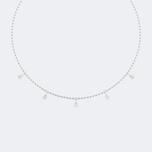 0.95 CTW Pear Prong-Set Dangler Diamond Station <b>Necklace</b> - Product Image 2