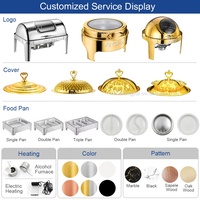 XINGPAI Réchaud de buffet de luxe doré en acier inoxydable, 6 litres, avec couvercle à charnière et fenêtre, pour chef, à Dubaï