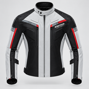 เสื้อแจ็คเก็ตมอเตอร์ไซค์หนังแท้ผู้ชาย Manwa Leathers แบบ Color Blocked กันลม สำหรับขี่รถแข่ง - Product Image 3