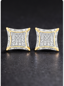 Boucles d'oreilles clous SHRAMAN DIAMOND en or 10K rhodié, design tendance, halo de diamants de laboratoire, fermoir à vis, pour mariage et fiançailles - Product Image 5