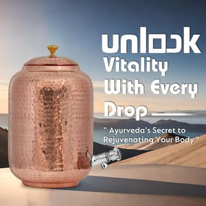 8L Smart Copper Water Station - Antimicrobial Storage Tank with 2 Glasses & Bottle - 2.1 Gallon Ayurvedic Wellness Kit Bulk - Product Image 2