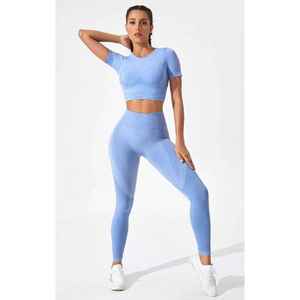 Conjunto de Yoga para Mujer de Último Diseño, 2 Piezas, Cintura Alta, Sólido, Transpirable, Cintura Elástica, Ropa Deportiva, Precio Económico al por Mayor, Hecho en Pakistán - Product Image 1