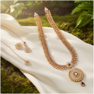 Fashion Jewelry Sets Circle Pendant Style Long Necklace - Product Image 2