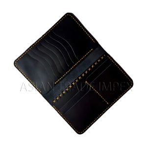 Cartera de Cuero Crazy Horse de Grano Completo, Delgada y Ligera, de Alta Calidad para Hombre, Diseño Abierto Sólido, Duradera y Elegante, Personalizable para Reuniones - Product Image 1