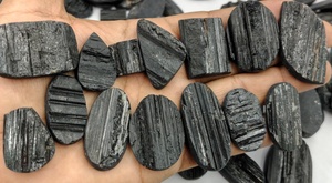 Tourmaline noire naturelle brute, cabochon ovale, effet de couleur, vente en gros, en vrac, pour la fabrication de bijoux, directement du fabricant - Product Image 2