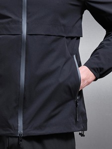 Veste coupe-vent à capuche pour homme, couleur unie, fermeture éclair, matière polyester, vêtements décontractés d'automne - Product Image 3