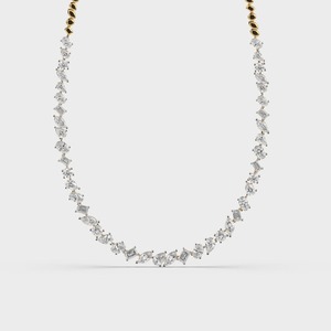 Collar Floral de Oro Amarillo de 18K con Diamantes Cultivados en Laboratorio de Corte Mixto |   Cadena de tenis de lujo con diamantes baguette en forma de pera, certificados IGI |   Regalo - Product Image 4