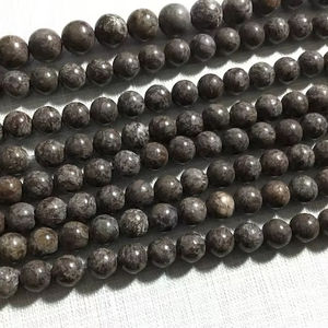 ลูกปัดหินออบซิเดียนสีน้ำตาลลายเกล็ดหิมะทรงกลม หินธรรมชาติ สำหรับทำเครื่องประดับ DIY ขายส่ง - Product Image 1