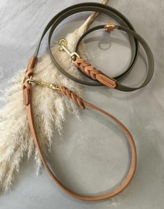 Correa para perro de biotano combinada con cuero trenzado, con costura, ajustable. - Product Image 3