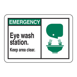 Panneau de signalisation d'urgence Brady pour station de lavage des yeux, panneau d'avertissement pliable en PVC pour garder la zone libre, pour laboratoires - Product Image 2