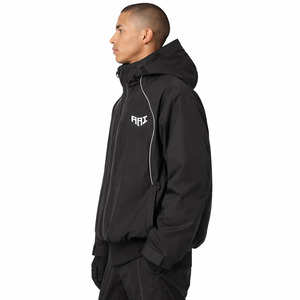 Men <b>Black</b> <b>Windbreaker</b> Jacket Hooded Lightweight Waterproof Outdoor Streetwear Custom Bulk Manufacturer USA - Product Image 4