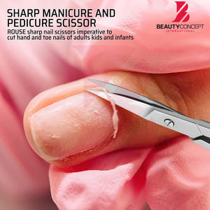 Tijeras para uñas de acero inoxidable con punta extrafina y hoja curva, herramienta de manicura de precisión para recortar cejas y pestañas y cuidado de la piel seca - Product Image 6