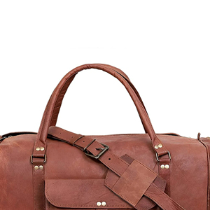 High Quality Custom <b>Men's</b> Luxury Sport <b>Duffle</b> <b>Bag</b> with Genuine <b>Leather</b> Polyester Lining Large Capacity & Customizable Size - Product Image 3
