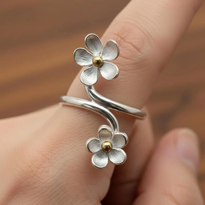 Nouvelle Arrivée Bague Fleur de Luxe en Argent Sterling 925, Pétale Ouvert, Style Bohème, Bijou Floral Minimaliste pour Fiançailles - Product Image 5