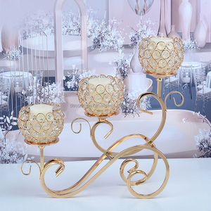 Candelabro de cristal de 5 cabezas, centro de mesa para decoración de mesa, candelabros dorados de cristal de 3 cabezas - Product Image 6