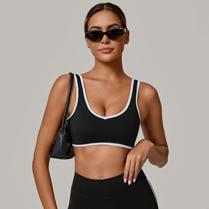 Women's Lightweight Breathable Eco-Friendly Quick Dry Sports <b>Bra</b> Wide <b>Strap</b> Solid Spandex/Nylon Yoga Top Outdoor Fitness Front - Product Image 5