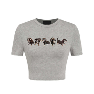 Ladies Summer Crop <b>Tops</b> Sexy Cropped T-Shirts Women's Crop <b>Tops</b> Customize Wholesale High Quality Tees Shirts - Product Image 2