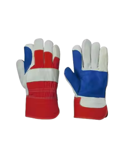 Meilleurs gants de travail en cuir de vachette pleine fleur de qualité supérieure, paume renforcée, protection des mains, gants de sécurité avec manchette caoutchoutée CE - Product Image 4